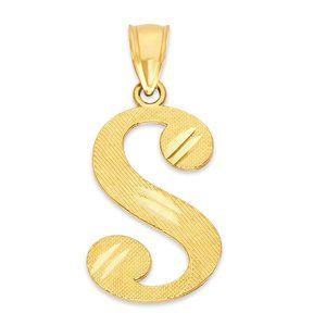 10k Solid Gold S Initial Pendant for Necklace - Personalized Letter Jewelry Gift